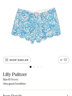Lilly Pulitzer Blue and White Floral Scallop Hem Shorts